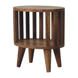 Ariella 100% Solid Mango Wood Single-Shelf Bedside Table with Nordic Legs, Hand-finished Desk with Open Shelf, 26L x 36W x 40H cm, Brown - Aosom UK - thumbnail 7