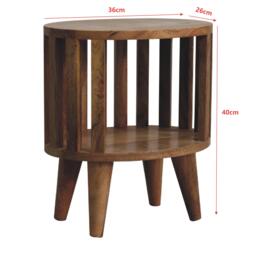 Ariella 100% Solid Mango Wood Single-Shelf Bedside Table with Nordic Legs, Hand-finished Desk with Open Shelf, 26L x 36W x 40H cm, Brown - Aosom UK - thumbnail 3