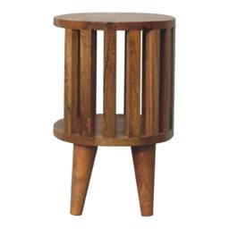 Ariella 100% Solid Mango Wood Single-Shelf Bedside Table with Nordic Legs, Hand-finished Desk with Open Shelf, 26L x 36W x 40H cm, Brown - Aosom UK - thumbnail 9