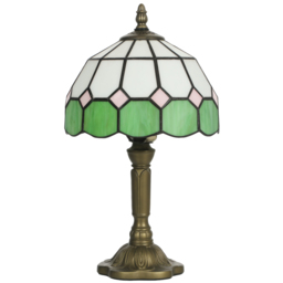 HOMCOM Handmade Art Deco Glass Table Lamp - White/Green - thumbnail 1