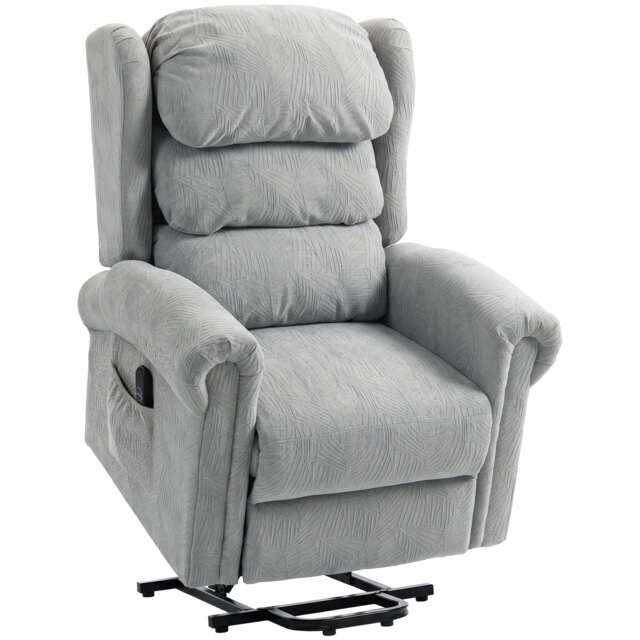 HOMCOM Velvet-Feel Electric Riser Recliner Chair - Grey - image 1