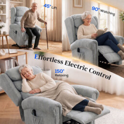HOMCOM Velvet-Feel Electric Riser Recliner Chair - Grey - thumbnail 4