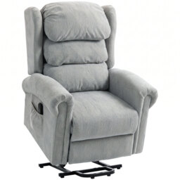 HOMCOM Velvet-Feel Electric Riser Recliner Chair - Grey - thumbnail 1