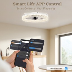 HOMCOM Ceiling Fan with Lights, Dimmable LED Mount Ceiling Fan Light with Remote App Control for Bedroom, White - thumbnail 4