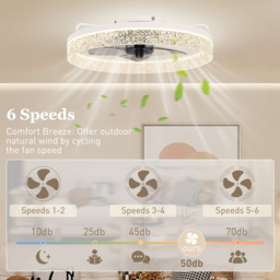 HOMCOM Ceiling Fan with Lights, Dimmable LED Mount Ceiling Fan Light with Remote App Control for Bedroom, White - thumbnail 6