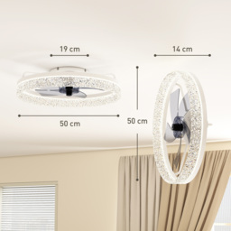 HOMCOM Ceiling Fan with Lights, Dimmable LED Mount Ceiling Fan Light with Remote App Control for Bedroom, White - thumbnail 3