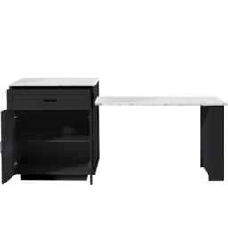 Extendable Bar Table with 2 Drawers and 4 Compartments, Expandable Kitchen Island for 2–6 People, 133-202L x 70W x 93.5H cm, Black - Aosom UK - thumbnail 2