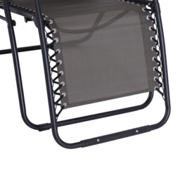 Outsunny Zero Gravity Reclining Chair, Outdoor Folding Sun Lounger with Head Pillow for Patio, Grey - Aosom UK - thumbnail 9