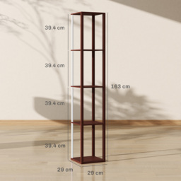 HOMCOM RGB LED Floor Lamp with Shelves, Modern Dimmable Standing Lamp with Remote Control, Adjustable Brightness & Speed for Living Room, Bedroom, Office, Brown - thumbnail 4