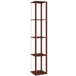 HOMCOM RGB LED Floor Lamp with Shelves, Modern Dimmable Standing Lamp with Remote Control, Adjustable Brightness & Speed for Living Room, Bedroom, Office, Brown - thumbnail 1