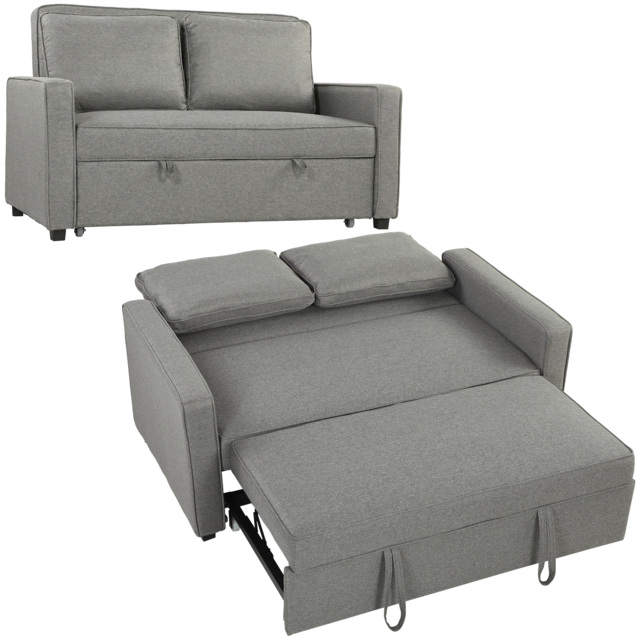 HOMCOM Double Sofa Bed Click Clack Sofa Bed Pull Out Bed with Adjustable Backrest for Living Room and Bedroom Grey - image 1