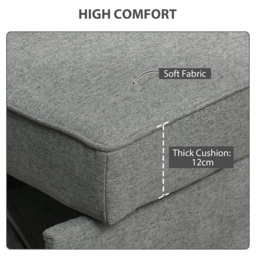 HOMCOM Double Sofa Bed Click Clack Sofa Bed Pull Out Bed with Adjustable Backrest for Living Room and Bedroom Grey - thumbnail 6