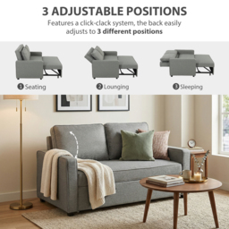 HOMCOM Double Sofa Bed Click Clack Sofa Bed Pull Out Bed with Adjustable Backrest for Living Room and Bedroom Grey - thumbnail 5