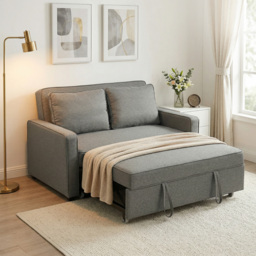 HOMCOM Double Sofa Bed Click Clack Sofa Bed Pull Out Bed with Adjustable Backrest for Living Room and Bedroom Grey - thumbnail 7