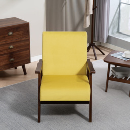 HOMCOM Nordic Accent Chair, Upholstered Velvet Armchair with Solid Wood Frame and Soft Thick Padded for Living Room, Bedroom, Champagne - thumbnail 8