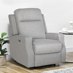 HOMCOM Electric Recliner Armchair, Recliner Chair with Adjustable Leg Rest, USB Port, Grey - Aosom UK - thumbnail 2