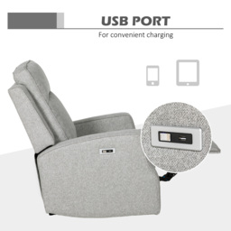 HOMCOM Electric Recliner Armchair, Recliner Chair with Adjustable Leg Rest, USB Port, Grey - Aosom UK - thumbnail 7