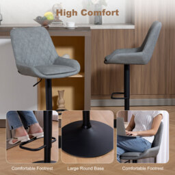 HOMCOM Set of Two Faux Leather Retro Bar Stools - Light Grey - thumbnail 7