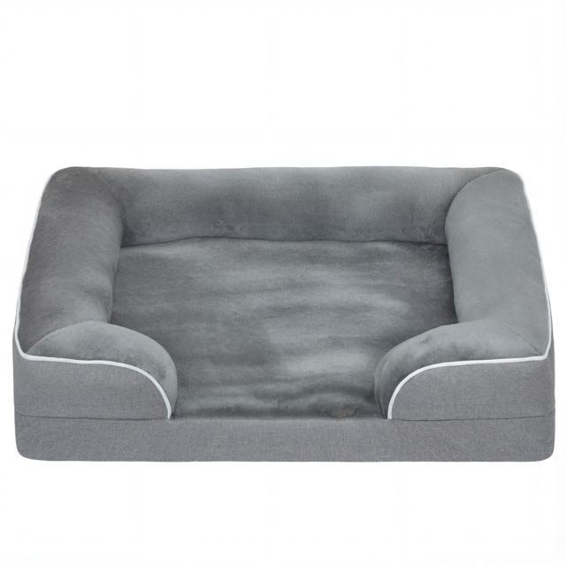 PawHut Dog Sofa Bed, Washable Pet Bed with Removable Cover and Non-Slip Bottom for Cats and Small Dogs, Grey - image 1