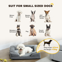 PawHut Dog Sofa Bed, Washable Pet Bed with Removable Cover and Non-Slip Bottom for Cats and Small Dogs, Grey - thumbnail 8