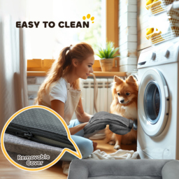 PawHut Dog Sofa Bed, Washable Pet Bed with Removable Cover and Non-Slip Bottom for Cats and Small Dogs, Grey - thumbnail 7