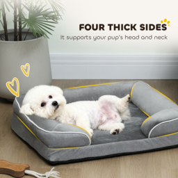 PawHut Dog Sofa Bed, Washable Pet Bed with Removable Cover and Non-Slip Bottom for Cats and Small Dogs, Grey - thumbnail 5