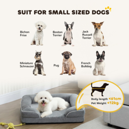 PawHut Dog Sofa Bed, Washable Pet Bed with Removable Cover and Non-Slip Bottom for Cats and Small Dogs, Grey - thumbnail 8
