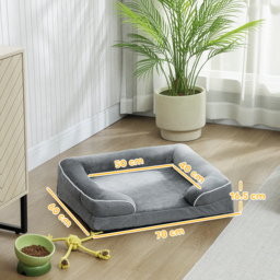 PawHut Dog Sofa Bed, Washable Pet Bed with Removable Cover and Non-Slip Bottom for Cats and Small Dogs, Grey - thumbnail 3