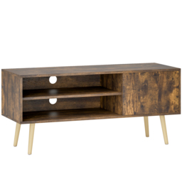 HOMCOM TV Stand up to 55 Inches, TV Unit with Open Shelves and Cable Holes - Brown - thumbnail 1
