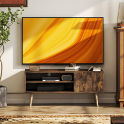 HOMCOM TV Stand up to 55 Inches, TV Unit with Open Shelves and Cable Holes - Brown - thumbnail 7