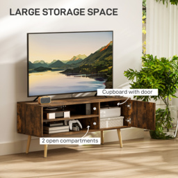HOMCOM TV Stand up to 55 Inches, TV Unit with Open Shelves and Cable Holes - Brown - thumbnail 4