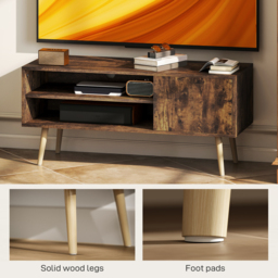 HOMCOM TV Stand up to 55 Inches, TV Unit with Open Shelves and Cable Holes - Brown - thumbnail 6