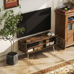 HOMCOM TV Stand up to 55 Inches, TV Unit with Open Shelves and Cable Holes - Brown - thumbnail 8