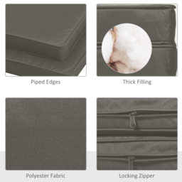 Outsunny Garden Chair Pads: Set of 2 Replacement Cushions with Ties, 45 x 45cm, Charcoal Grey - Aosom UK - thumbnail 4