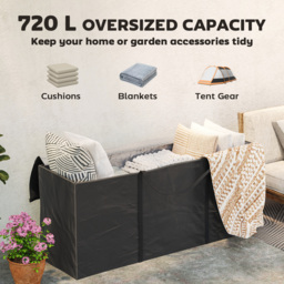 Outsunny 720 L Outdoor Garden Cushion Storage Bag, Heavy Duty 600D Oxford Fabric Waterproof Garden Furniture Cushion Storage Bag with 2-Way Zip for Tent, Christmas Tree, 175 x 55 x 75 cm, Black - thumbnail 5