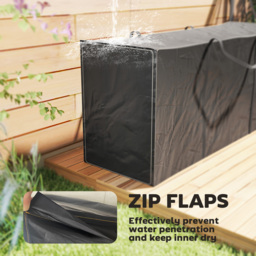 Outsunny 720 L Outdoor Garden Cushion Storage Bag, Heavy Duty 600D Oxford Fabric Waterproof Garden Furniture Cushion Storage Bag with 2-Way Zip for Tent, Christmas Tree, 175 x 55 x 75 cm, Black - thumbnail 6