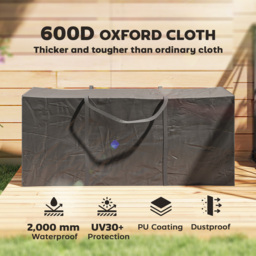 Outsunny 720 L Outdoor Garden Cushion Storage Bag, Heavy Duty 600D Oxford Fabric Waterproof Garden Furniture Cushion Storage Bag with 2-Way Zip for Tent, Christmas Tree, 175 x 55 x 75 cm, Black - thumbnail 4
