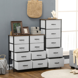 HOMCOM Dresser Fabric Drawers w/ 8 Linen-Feel Foldable Drawers & Metal Frame for Storage in Dining & Living Room, Bedroom, Grey - Aosom UK - thumbnail 7