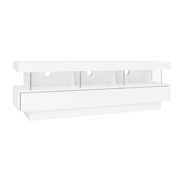 Modern High Gloss TV Units with Storage Drawers, Remote Control LED Lights, TV Cabinet for Living Room, Bedroom, 160x38x50.5 cm, White - Aosom.UK - thumbnail 2