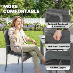 Outsunny 7 Piece Rattan Garden Furniture Set, 6 Seater Garden Table and 6 Stackable Chairs with Extendable Acacia Wood Tabletop - thumbnail 8