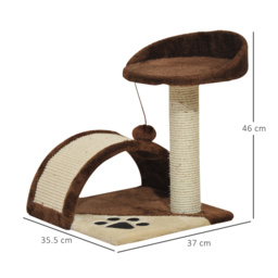 PawHut Cat Scratching Post, Indoor Activity Centre, Kitten Climber with Scratcher, Hanging Ball, Brown - Aosom UK - thumbnail 3