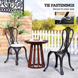 Outsunny Outdoor Bistro Chair Cushions Set of 4 with Removable Cover, 41 x 41 x 5 cm Round Seat Cushions with Ties, White - thumbnail 6