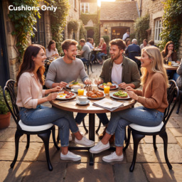 Outsunny Outdoor Bistro Chair Cushions Set of 4 with Removable Cover, 41 x 41 x 5 cm Round Seat Cushions with Ties, White - thumbnail 9
