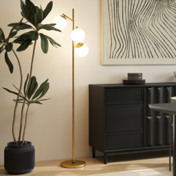 HOMCOM 3-Light Tree Floor Lamps for Living Room, Modern Standing Lamp for Bedroom with Globe Lampshade, 3000K/4000K/6000K Colour Temperatures, Steel Base, Gold Tone - thumbnail 7