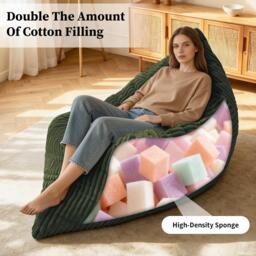Convertible Bean Bag Chair with Memory Foam, Versatile Lounger for Reading and Gaming, 180L x 125W cm, Green - Aosom UK - thumbnail 4