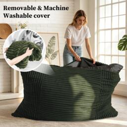 Convertible Bean Bag Chair with Memory Foam, Versatile Lounger for Reading and Gaming, 180L x 125W cm, Green - Aosom UK - thumbnail 7