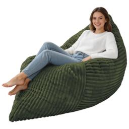 Convertible Bean Bag Chair with Memory Foam, Versatile Lounger for Reading and Gaming, 180L x 125W cm, Green - Aosom UK - thumbnail 2