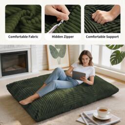 Convertible Bean Bag Chair with Memory Foam, Versatile Lounger for Reading and Gaming, 180L x 125W cm, Green - Aosom UK - thumbnail 6