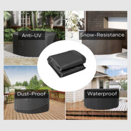 Outsunny Garden Patio Large Furniture Set Round Cover 600D Oxford Waterproof, Ф193 x 80H cm, Black - thumbnail 4