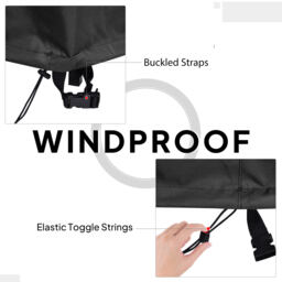 Outsunny Garden Patio Large Furniture Set Round Cover 600D Oxford Waterproof, Ф193 x 80H cm, Black - thumbnail 6